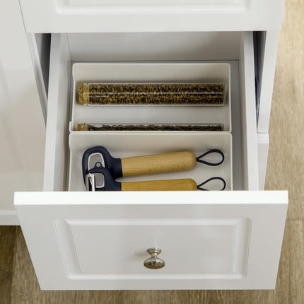 Drop-Leaf Kitchen Island Utility Cart with Drawers & Cabinet on Wheels - White