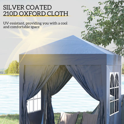 Instant Pop Up 2x2m Garden Gazebo Tent with Removable Walls - Blue