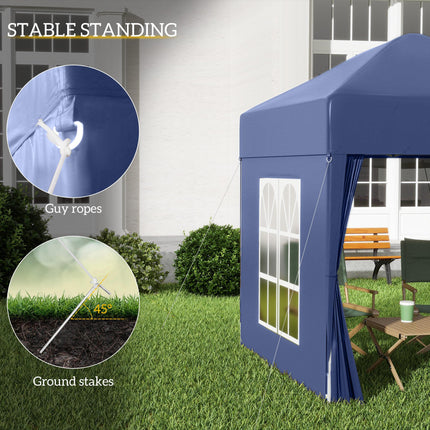 Instant Pop Up 2x2m Garden Gazebo Tent with Removable Walls - Blue
