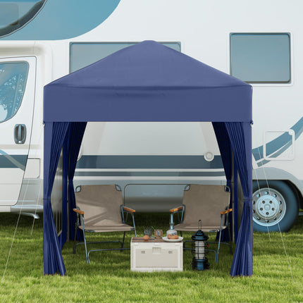 Instant Pop Up 2x2m Garden Gazebo Tent with Removable Walls - Blue