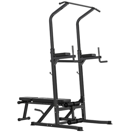 Pull Up Station with Adjustable Weight Bench, Dip Station and Barbell Rack, Mult