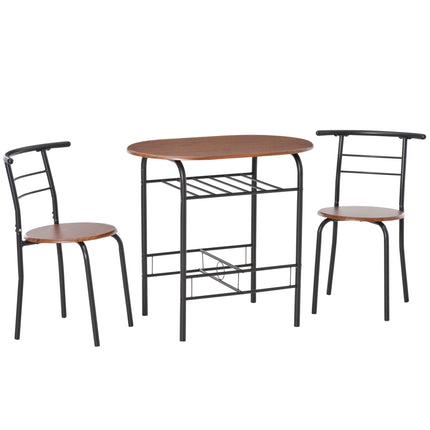 MDF 2 Person Dining Table Set with 2 Bar Stools - Oak & Black