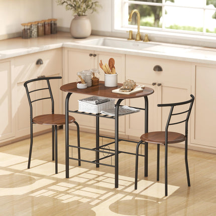 MDF 2 Person Dining Table Set with 2 Bar Stools - Oak & Black