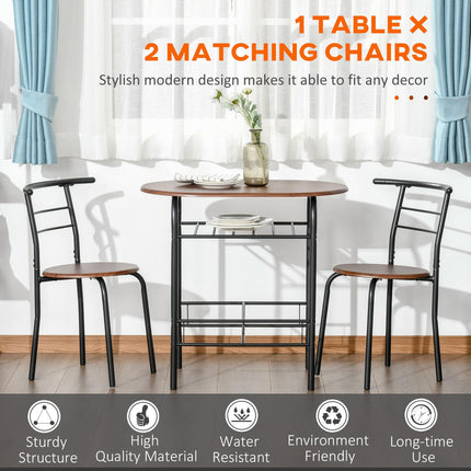 MDF 2 Person Dining Table Set with 2 Bar Stools - Oak & Black