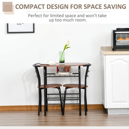 MDF 2 Person Dining Table Set with 2 Bar Stools - Oak & Black