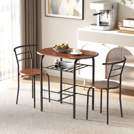 MDF 2 Person Dining Table Set with 2 Bar Stools - Oak & Black