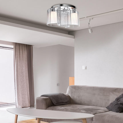 Modern Chandelier, Semi-Flush Mount Ceiling Light with Glass Lampshade, 2 x E27