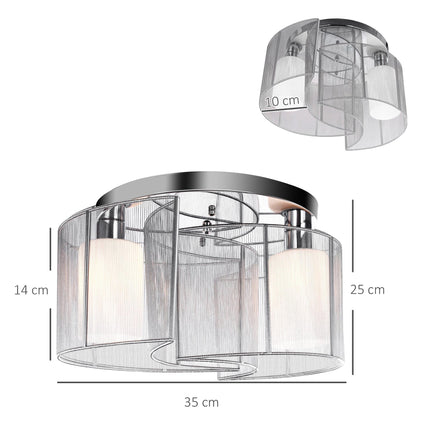 Modern Chandelier, Semi-Flush Mount Ceiling Light with Glass Lampshade, 2 x E27