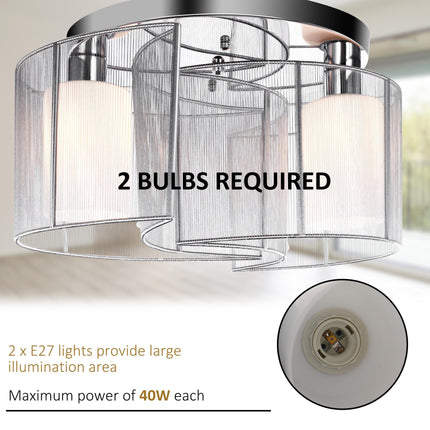 Modern Chandelier, Semi-Flush Mount Ceiling Light with Glass Lampshade, 2 x E27