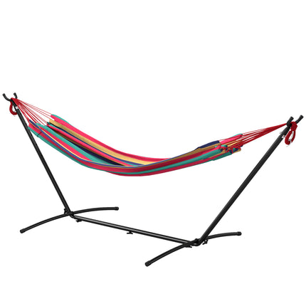 298 x 117cm Camping Hammock with Stand, Adjustable Height, 120kg Capacity - Red Stripe