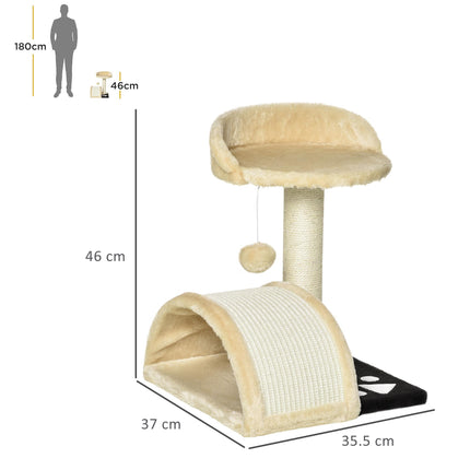 Cat Tree Scratching Post Kitten Activity Centre with Hanging Ball - Beige