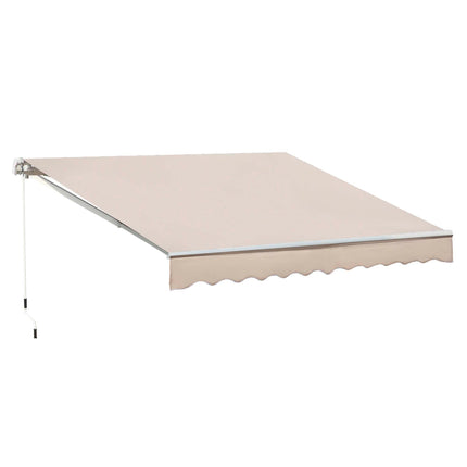 Retractable Garden Patio Awning Canopy with Adjustable Sun Shade - Cream White