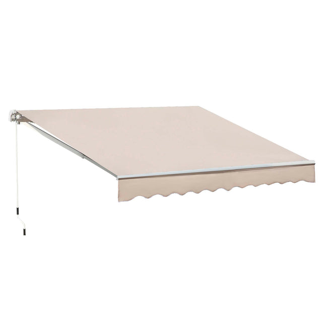 Retractable Garden Patio Awning Canopy with Adjustable Sun Shade - Cream White