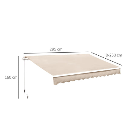 Retractable Garden Patio Awning Canopy with Adjustable Sun Shade - Cream White