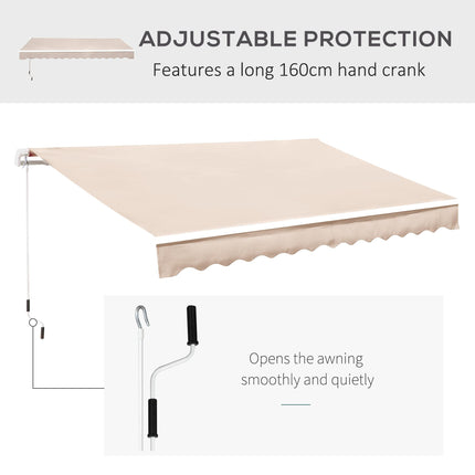 Retractable Garden Patio Awning Canopy with Adjustable Sun Shade - Cream White