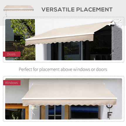 Retractable Garden Patio Awning Canopy with Adjustable Sun Shade - Cream White
