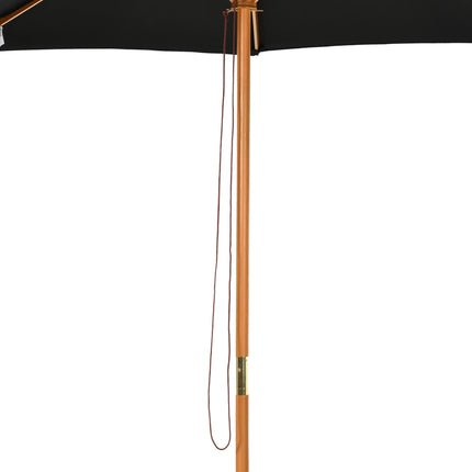 3 Metre Bamboo Wooden Market Patio Umbrella with Adjustable Canopy - Black