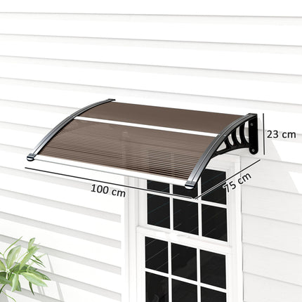 Modern Curved Polycarbonate Door Canopy with UV Protection - Brown