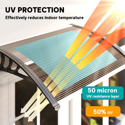 Modern Curved Polycarbonate Door Canopy with UV Protection - Brown