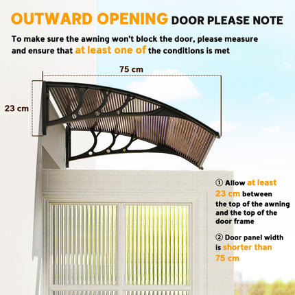 Modern Curved Polycarbonate Door Canopy with UV Protection - Brown