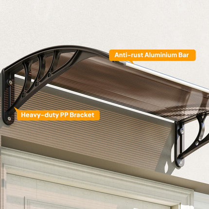 Modern Curved Polycarbonate Door Canopy with UV Protection - Brown