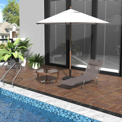Adjustable Folding Sun Bed Chair Recliner Lounger for Garden and Patio - Coffee