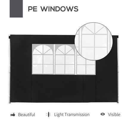 3m Gazebo Exchangeable Side Panels with Window for 3x3 Gazebo - Black