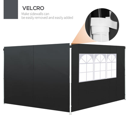 3m Gazebo Exchangeable Side Panels with Window for 3x3 Gazebo - Black