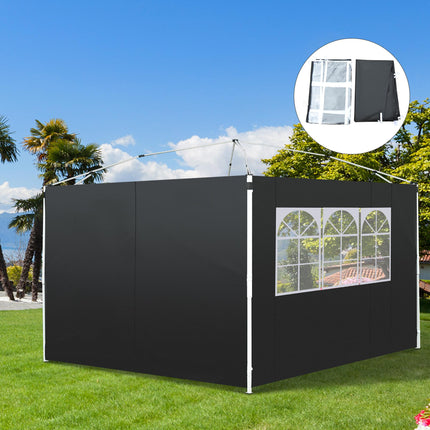 3m Gazebo Exchangeable Side Panels with Window for 3x3 Gazebo - Black