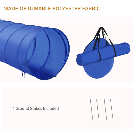 Adjustable Pet Agility Training Set with Tunnel and Poles - Blue/Yellow