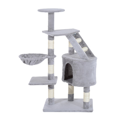 Cat Tree Kitten Scratching Post Climbing Activity Center 125cm - Grey