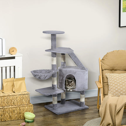 Cat Tree Kitten Scratching Post Climbing Activity Center 125cm - Grey