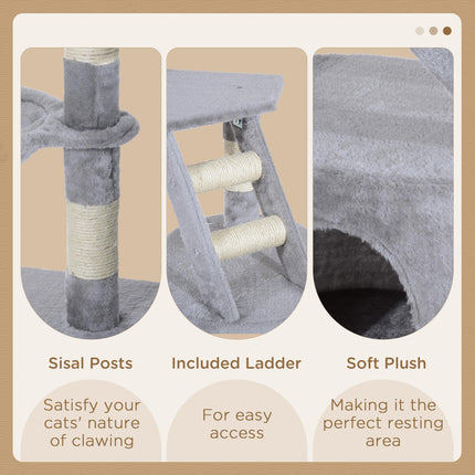 Cat Tree Kitten Scratching Post Climbing Activity Center 125cm - Grey
