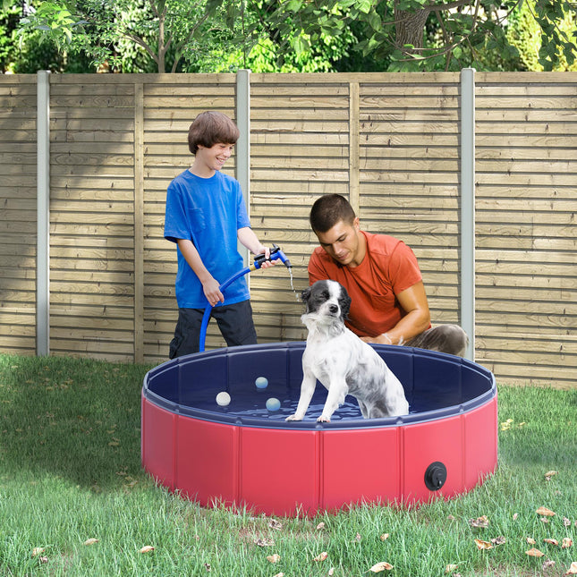 Foldable Pet Swimming Pool 80 cm Diameter - Red