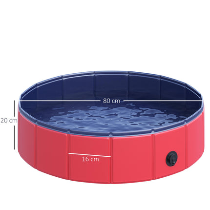 Foldable Pet Swimming Pool 80 cm Diameter - Red
