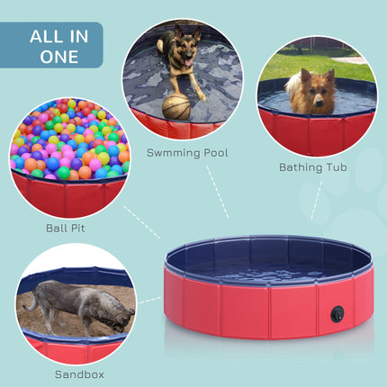 Foldable Pet Swimming Pool 80 cm Diameter - Red
