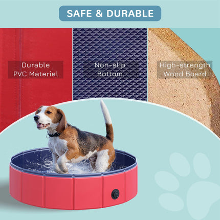Foldable Pet Swimming Pool 80 cm Diameter - Red