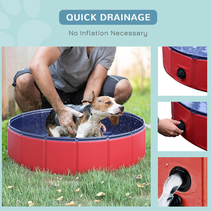 Foldable Pet Swimming Pool 80 cm Diameter - Red