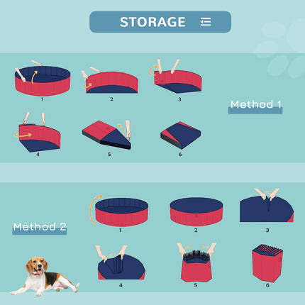 Foldable Pet Swimming Pool 80 cm Diameter - Red