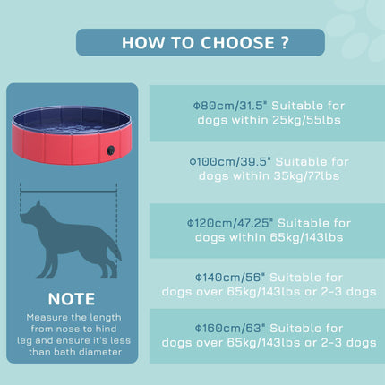 Foldable Pet Swimming Pool 80 cm Diameter - Red