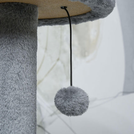 112cm Cat Tree Tower Climbing Kitten Activity Center with Jute Scratching Post and Hanging Toys - Dark Grey