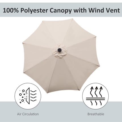 24 LED Solar Powered Patio Parasol with UV Resistant Fabric - Creamy White