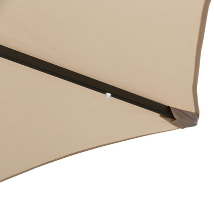 24 LED Solar Powered Patio Parasol with UV Resistant Fabric - Creamy White