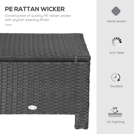 Rattan Footstool Ottoman with Padded Water-Resistant Cushion - Brown