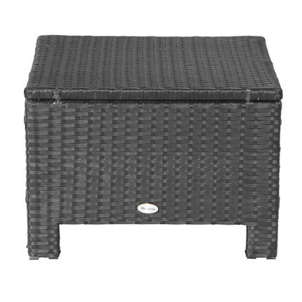 Rattan Footstool Ottoman with Padded Water-Resistant Cushion - Brown