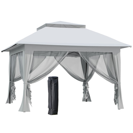 Foldable Pop-up Party Tent 3.6x3.6x2.9m Instant Canopy Gazebo with Steel Frame & Roller Bag - Light Grey