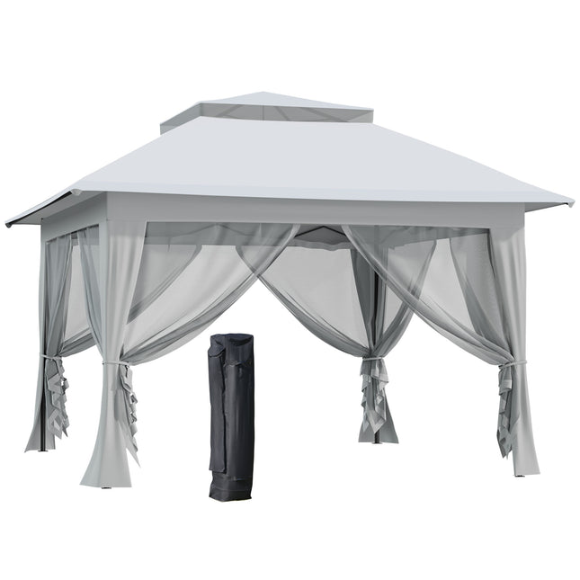 Foldable Pop-up Party Tent 3.6x3.6x2.9m Instant Canopy Gazebo with Steel Frame & Roller Bag - Light Grey