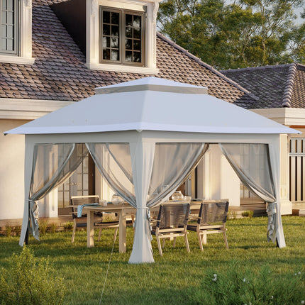 Foldable Pop-up Party Tent 3.6x3.6x2.9m Instant Canopy Gazebo with Steel Frame & Roller Bag - Light Grey