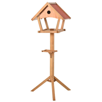Wooden Freestanding Bird Table Feeding Station 139cm Tall - Natural