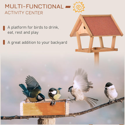 Wooden Freestanding Bird Table Feeding Station 139cm Tall - Natural